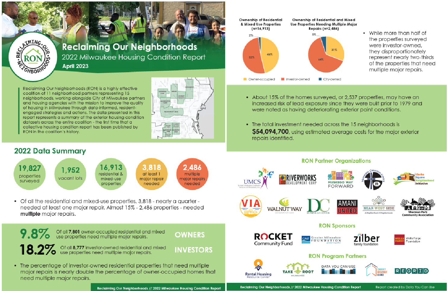 News Release: Data You Can Use and Reclaiming Our Neighborhoods Coalition Release Results of Comprehensive Parcel Survey Assessing Milwaukee Housing Conditions